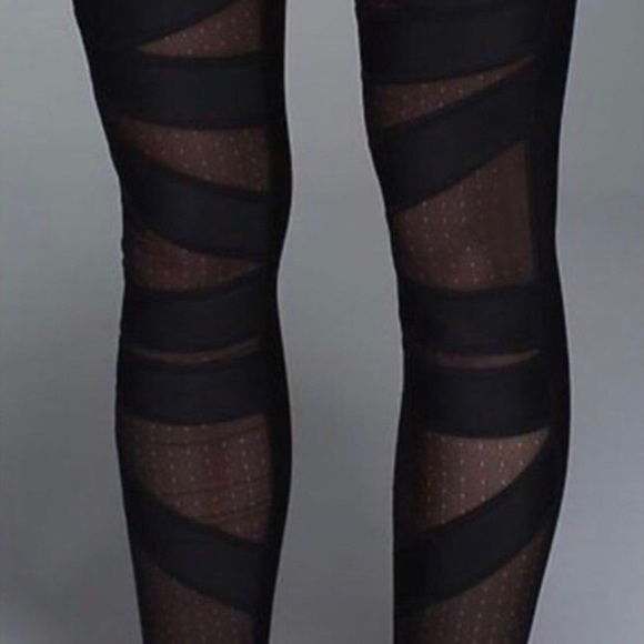 Lululemon High Times Pant shiny black mesh rare - Picture 2 of 9